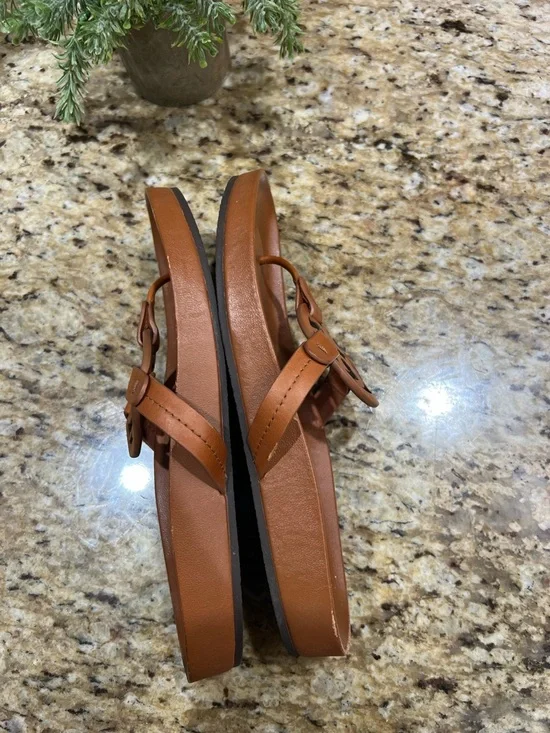 Tory Burch Miller Cloud Caramel Brown Leather Sandals 8.5 - Picture 6 of 11